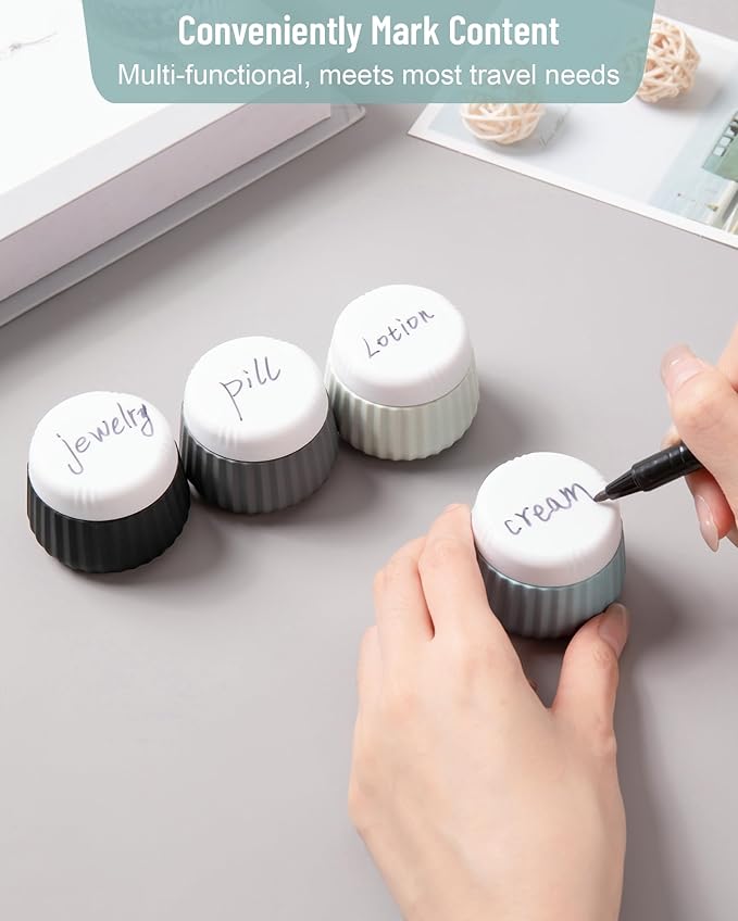 Travel Containers for Toiletries 4 Pack, TSA Approved Travel Size Toiletries, Travel Size Containers, With Clear Bag Leak Proof Silicone Jars, Travel Essentials Creams Jars Carrying Small Items