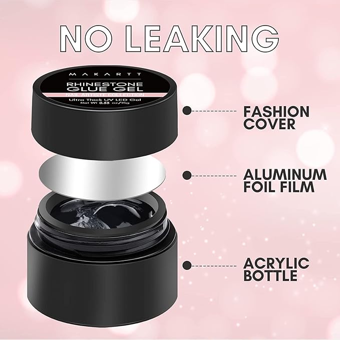 Makartt Nail Rhinestone Glue Gel with Brush Pen Set, 15ml Clear Nail Gem Glue Wipe-Off Super Strong Adhesive Nail Art Glue Gel for Nail Decorations 3D Stones Charms Flowers, Nail Lamp Needed