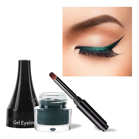 MAEPEOR Gel Eyeliner 10 Colors Smooth Cream Matte Eyeliner Gel Longlasting Waterproof and Smudgeproof High Pigment Eyeliner with Brush (07 Green)