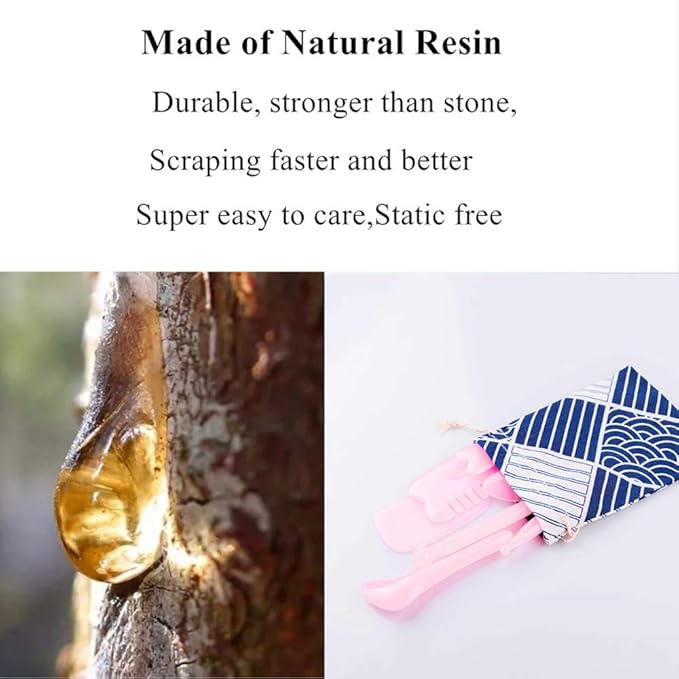 7 Pieces Gua Sha Scraping Massage Tool,Natural Resin GuaSha Tool Massage Tools Set for Face Back and Neck Release,Reduce Muscle Pain,with Storage Bag (Pink)