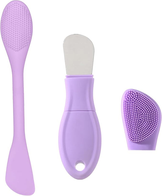 Blackhead Remover Skin Scrubber Pore Cleaning Brush for Face & Nose- 2 in 1 Silicone Face Scrubber & Mask Applicator for Deep Cleaning, Daily Skin Care Tool for Women & Men (Purple)