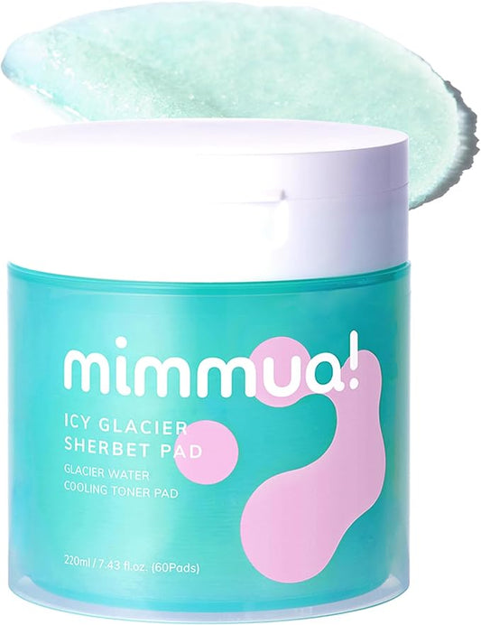 Ice Sorbet Toner Pads | Skin Prep Wipes for Puffiness, Under Eye Bags & Instant Face Lift | Gel Pads for Sunburn Relief & After Sun with 30% Glacial Water & Caffeine | 7.43 Fl Oz / 60 Count