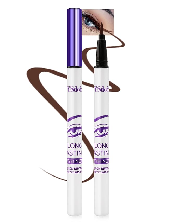 Liquid Eyeliner Pen, Brown Waterproof Long Lasting Colored Eye Liner Pen with Precision Tip, Matte Colorful Smudgeproof High Pigmented Eyeliner Pencil, Christmas Eye Makeup Gift for Women Girl-02