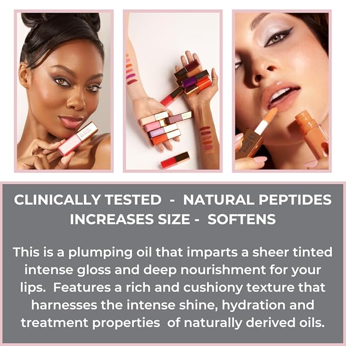 Rinna Beauty Larger Than Life Lip Plumping Oil - Power - Moisturizes & Hydrates Lips - Natural Plumping Over Time - Vegan, Cruelty-Free, & Paraben-Free 0.3 Fl Oz