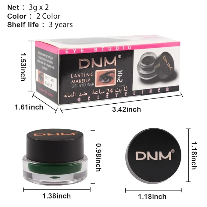 evpct Blue & Green Gel Eyeliner Waterproof Smudge Proof for Waterline Eyebrow Cream Pomade Set with Brushes, Long Wear