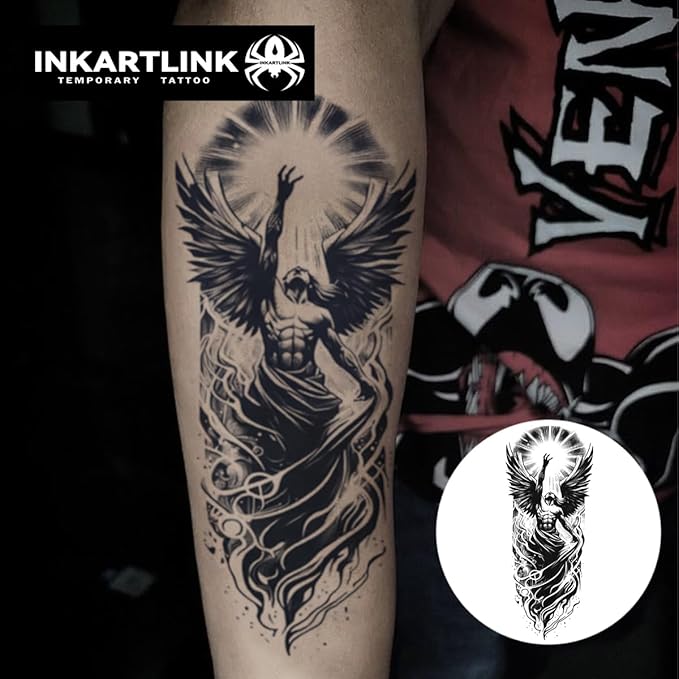 INKARTLINK Semi Permanent Tattoo, Creative party myth tattoo, exquisite and realistic design, interesting tattoo experience, cruelty-free, non-reflective, waterproof (Nirvana Rebirth)