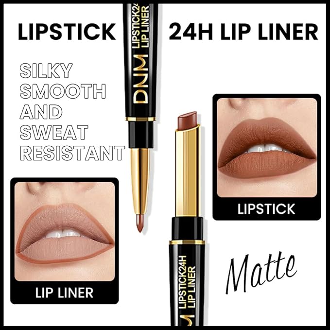 2-in-1Brown Velvet Lip Liner & Lipstick Set Kit for Women, Matte Lips Kit with Lip Liner Lip Stains Long Lasting Waterproof 24 Hour Lipstick and Lip Liners Combo Lipliners Pencil Set 38