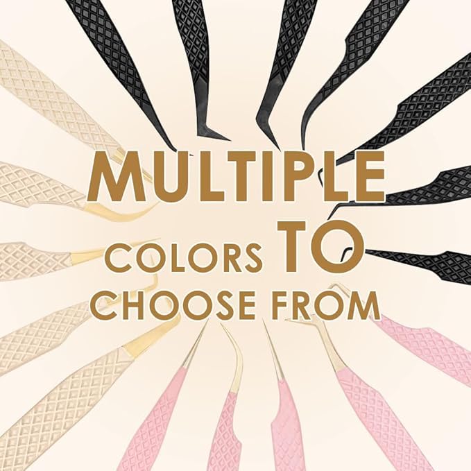 Beige Fiber Tip Lash Tweezers for Eyelash Extensions – S Shape for Volume & Isolation, Professional Lash Technician Precision Tool