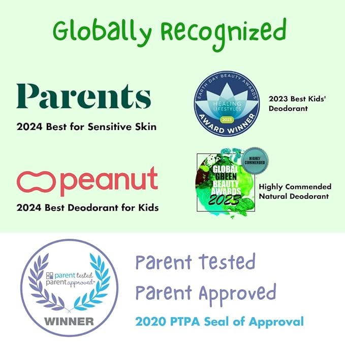 MONA 100% Natural Deodorant for Kids, Preteens & Teens | No Baking Soda, Synthetic Scents or Aluminum | Safe for Girls & Boys with Sensitive Skin | Hypoallergenic & Vegan (HONEYDEW 1.76 Oz)