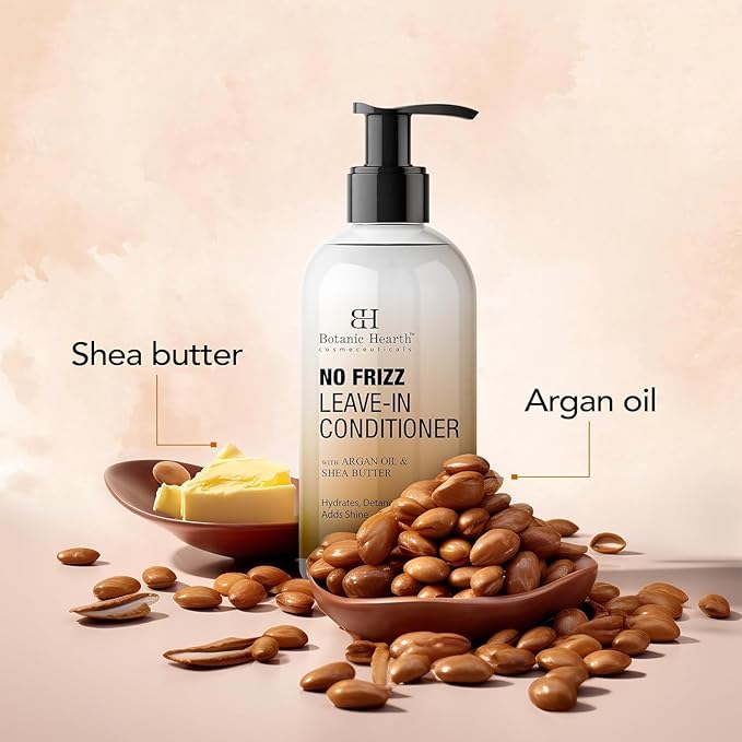 Botanic Hearth Leave In Conditioner For Curly, Frizzy, Dry, Damaged Hair | Detangling Conditioner With Shea Butter, Argan Oil & Allantoin | Smooth Flyaways & Add Shine | For All Hair Types | 8 Oz
