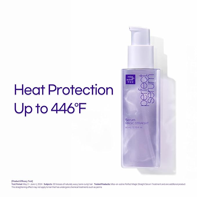 Mise En Scene Magic Straight Perfect Serum - Anti Frizz Hair Straightening Serum with heat protectant for straightener, hair tamer oil, Coconut Oil for Smooth, Silky, and Shiny Hair, 2.71 Fl Oz