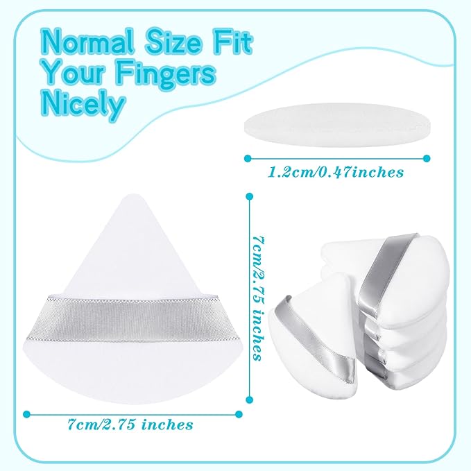 Suclain 48 Pcs Velour Triangle Powder Puff Soft Velour Makeup Puff for Face Powder Makeup Triangle Sponges for Wet and Dry Cosmetic Foundation Loose Mineral Body Tool(White)