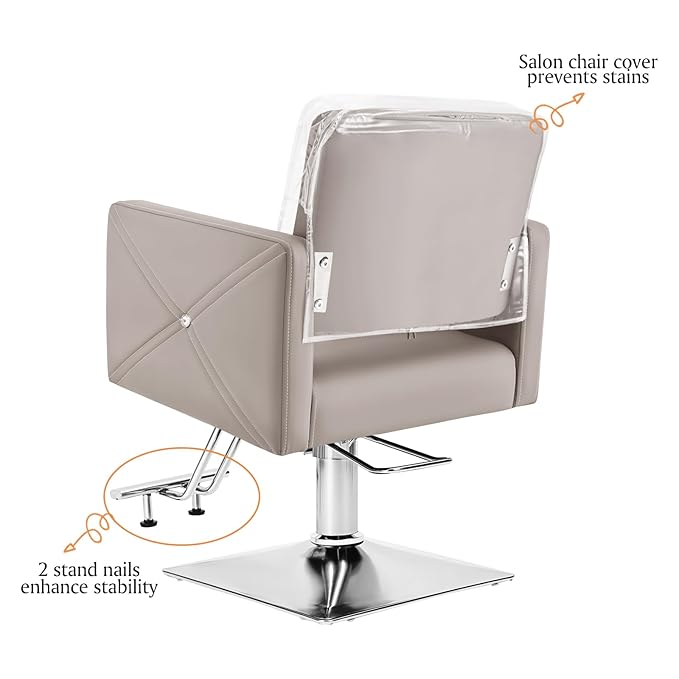 Artist hand Grey Salon Chair for Hair Stylist with Back Cover, Hydraulic Hair Chair 360 Swivel Barber Chair, Beauty Salon Equipment for Hair Stylist, Max Load Weight 330 Lbs