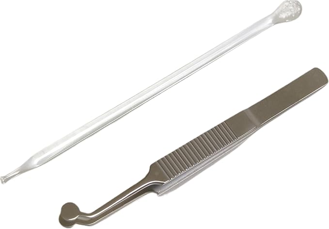 Titanium and Glass Eyelid Massage Tweezers Set, Sterile Meibomian Gland Expressor Dry Eye Relief Eyelid Gland Care sterile Cleaning Kit Eye Stye Treatment Chalazion Remover Meibomian Gland Forceps