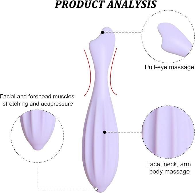 Lafo Facial Massage Roller, Silicone Face Massage Tools,Face Roller Skin Care for Shapes Body & Face Curves, Reduces Tiredness, Self Care Gift for Women Face and Eyes Massage (Purple)