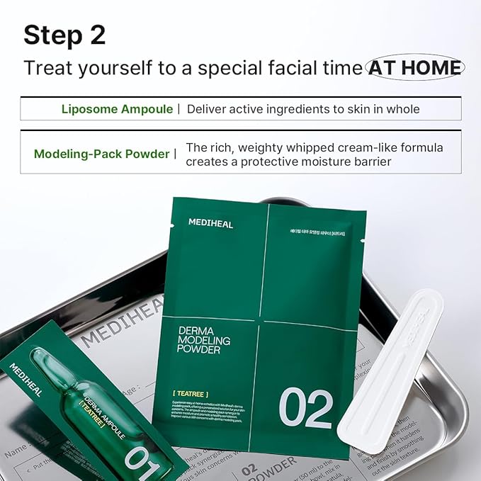 Mediheal Derma Modeling Pack Teatree*2 - Rapid Cooling For Soothing Skin - Easy DIY Home Spa Kits, Hydrating Icy Jelly Mask For Skin Refreshment