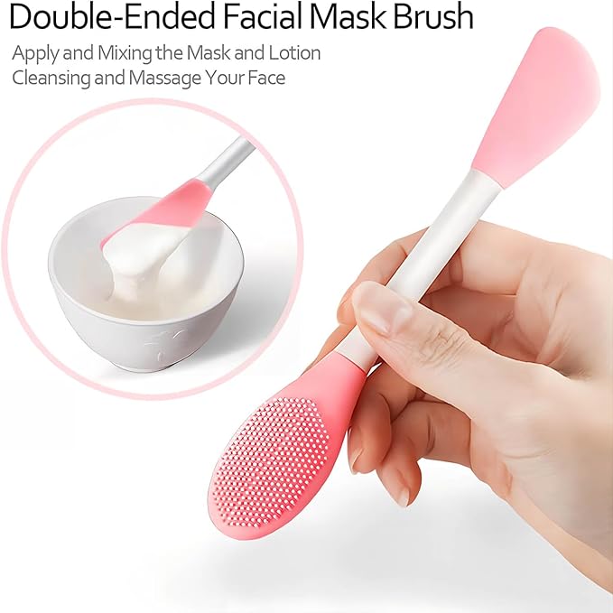 Facial Cleansing Brush,2 in 1 Silicone Face Scrubber for Exfoliating,Massaging,Remove Blackheads,Deep Pore Cleansing,DIY Mask