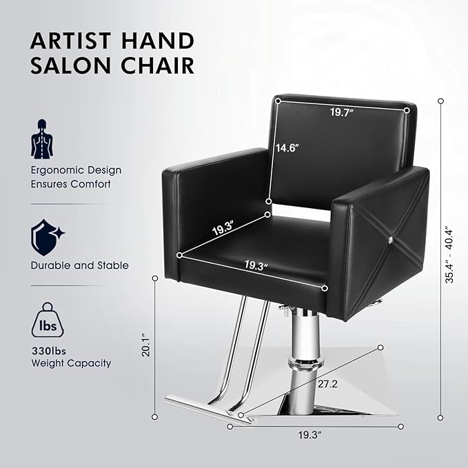 Artist Hand Salon Chair for Hair Stylist, Stylist Chair with Heavy Duty Hydraulic Pump, 360 Degrees Rolling Swivel Spa Beauty Equipment for Hair Stylist Women Man, Max Load Weight 330 Lbs