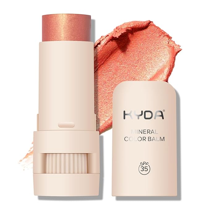 Mineral Color Balm, SPF 35 Multi Color Stick for Lips, Cheeks& Eyes, Blendable Creamy Lightweight Formula, Buildable Shimmer Finish, Multiuse Makeup Stick, Guava