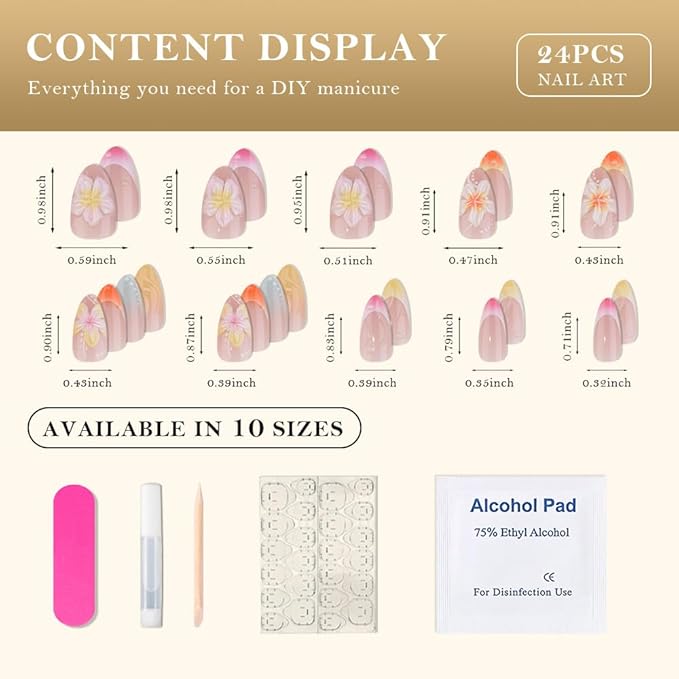 Handmade 3D White Flower Colour French Tips Press On Nails Short Medium Oval, Floral Yellow French Tip Designer Reusable Acrylic Fake Nails With Cute Glue On Nails, Daily Wear Nails For Women