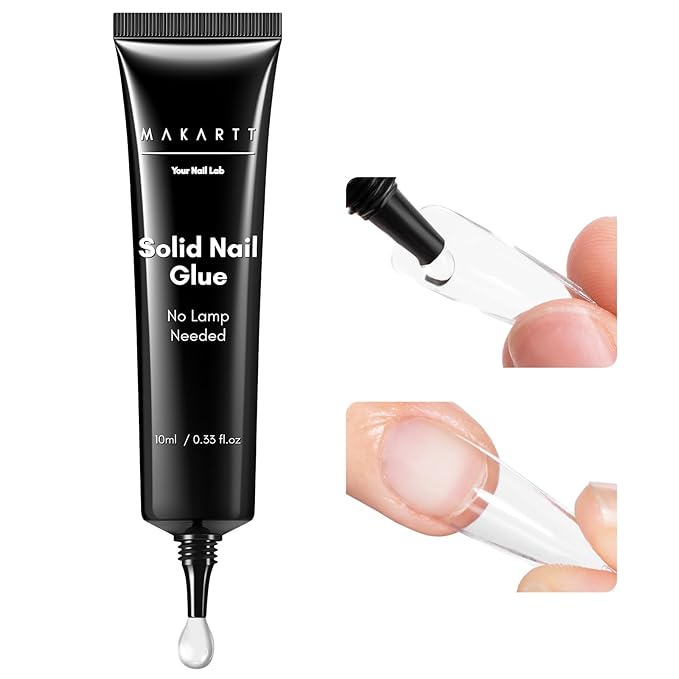 Makartt New Super Strong Semi Solid Nail Glue, Upgraded Hema-Free Nail Glue for Press On Nails, No UV/Led Lamp Needed, Quick Drying 20s, Fake Tips Adhesion, Nail Glues DIY Home Salon Manicure 10ml