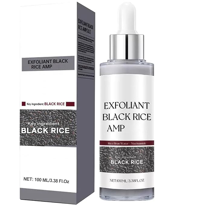 100ML Black Rice Peeling Glow Ampoule, Gentle Rice Exfoliating Face and Body Scrub for Removing Sebum, Dead Skin Cells, Black Pore Deep Cleaning, Fit for All Skin Types