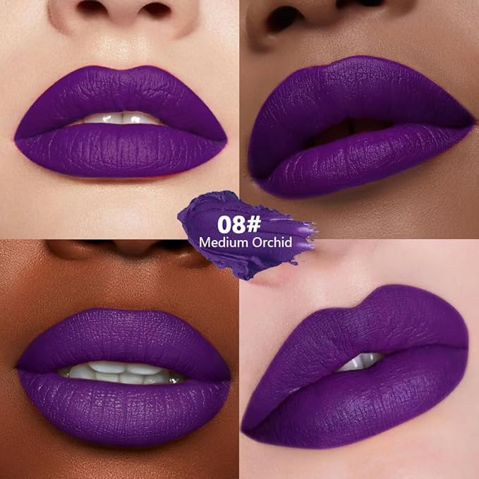 Dark Orchid Purple Matte Lipstick - Pigmented Lip Crayon & Face Paint Stick for Women Everyday Halloween Birthday Party Wear, Younger-Looking Lip Makeup, Labial con color para uso diario 08