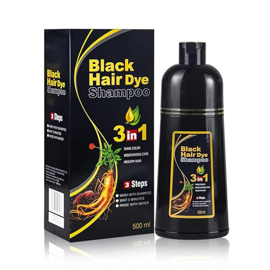 Instant Black Hair Dye Shampoo for Women Man Hair Color Shampoo for Gray Hair - 100% Gray Coverage - Natural Plant Hair Dye 3 in 1, 16.9Fl OZ