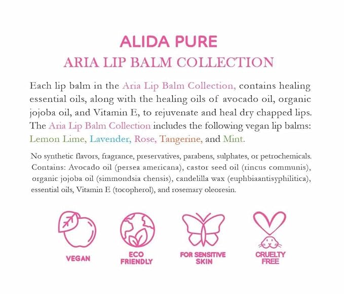 Aria Lip Balm Collection, Vegan Lip Lips,