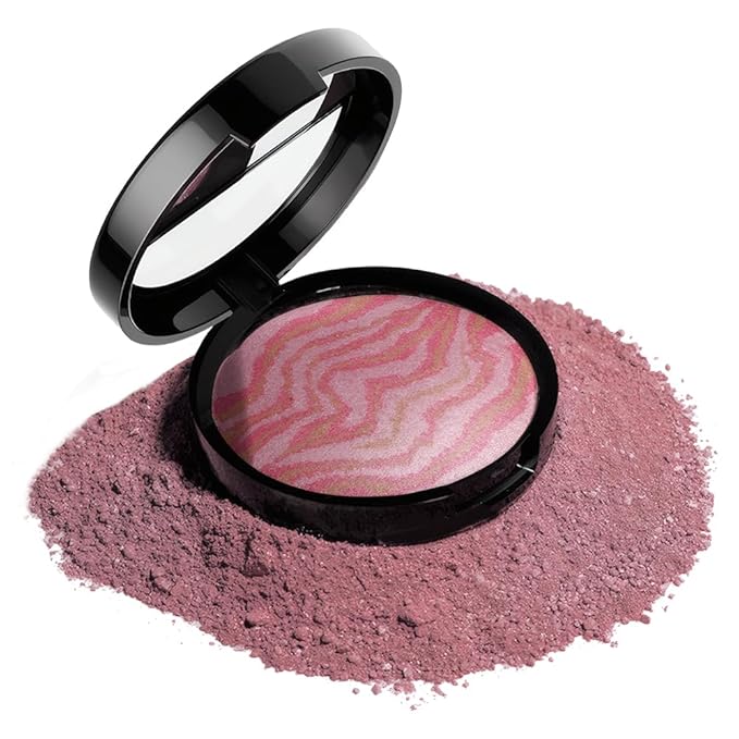 Baked Blush-n-Brighten Marbleized Blush, 2-in-1 Blush & Highlighter Hybrid - Pink Buttercream - Natural Finish, Buildable Color, (A02#, 1Pcs)