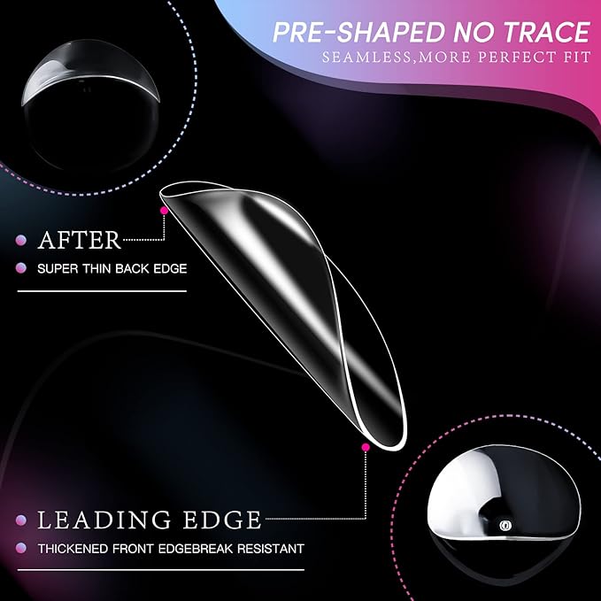 krofaue Almond Nails - 240Pcs Clear Fake Tips 12 Sizes Artificial Acrylic False Nails Full Cover Press on Nails Almond for Home DIY & Nail Tips Art