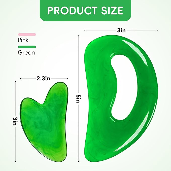 Body Gua Sha Tool Cellulite Guasha Tool for Body Body Massage Tools (Natural Resin) Lymphatic Drainage Tool Guasha Tool for Face，Back, Legs, Women's Body Shaping Tools (Green)