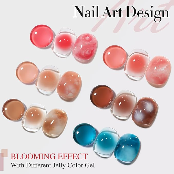 Double Rhythm Blooming Gel Polish 15 ml Clear Blooming Nail Art Polish for Spreading Effect DIY at Home 0.5 Oz (Clear)