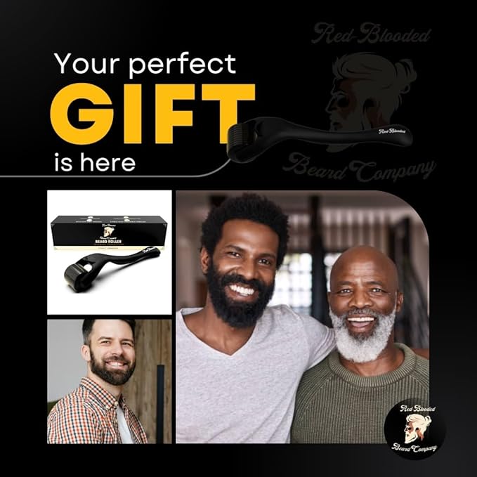 Beard Derma Roller Scalp Hair Care – Microneedle dermaroller for Beard & Facial Hair, Rodillo para Minoxidil, Supports Thicker-Looking Beard, Patchy Beard Filler for Men