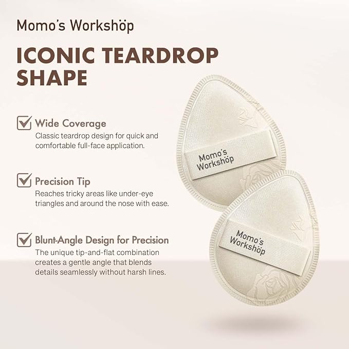 Satin White Egg Makeup Sponge,Firm Bounce Rubycell,Cushion Sponge with Wide PU Leather for Quick-Dry/Full Coverage Foundations, Cosmetic Puff,2pcs Beauty Puffs&Storage Case