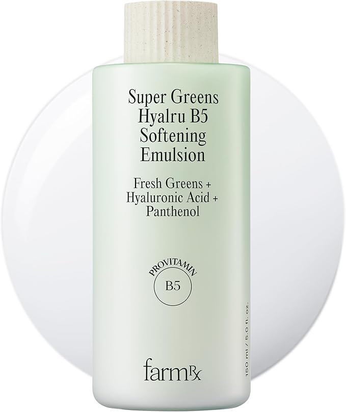 Farm Rx Super Greens Hyalru B5 Softening Emulsion (5fl oz) - Lightweight, Hydrating, Balancing, Soothing Moisturizer. Korean Skin Care. Hyaluronic Acid, Panthenol, Vegan.