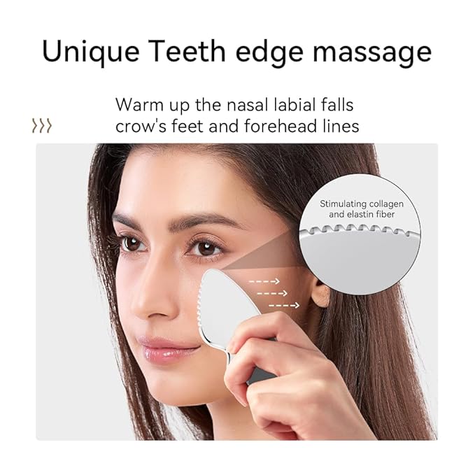 Gua Sha Facial Tools - Guasha Tool for Face and Body, Premium Metal Scraping Massage Tool for Lymphatic Drainage, Skin Rejuvenation, and Relaxation