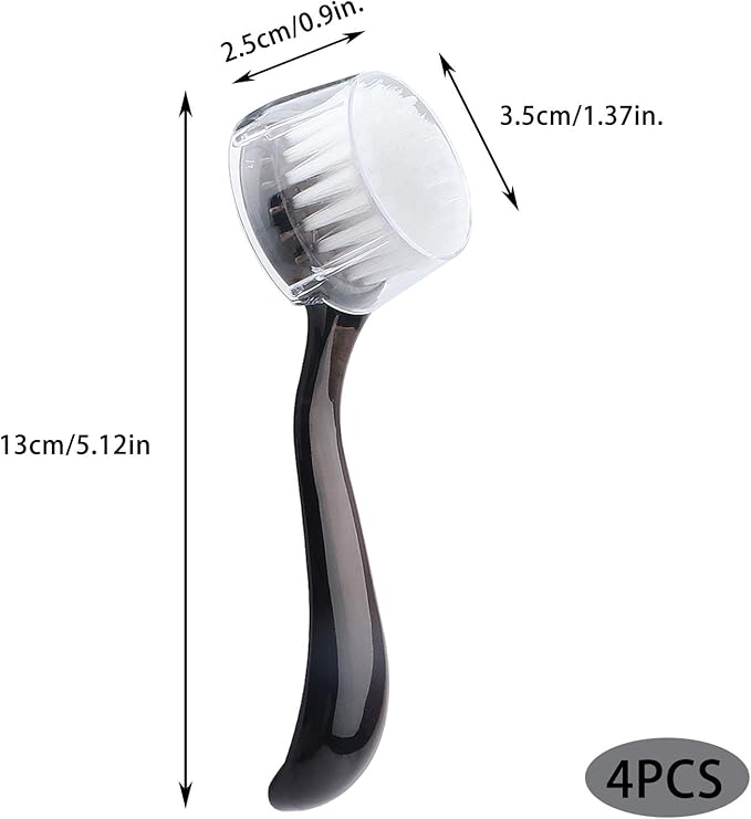 Facial Cleansing Brush 4 PCS, Facial Exfoliating Brush Face Wash Scrub Exfoliator Brush for Makeup Skincare Removal (Transparent Black)