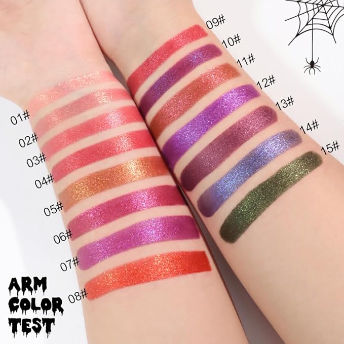 Kaely Glitter Metallic Lipstick, Shimmer Metallic Lipsticks for Women, High Pigmented Lip Gloss Long Lasting Waterproof Smudge Proof 24 Hour, Halloween Makeup, Vegan & Cruelty-Free, 12