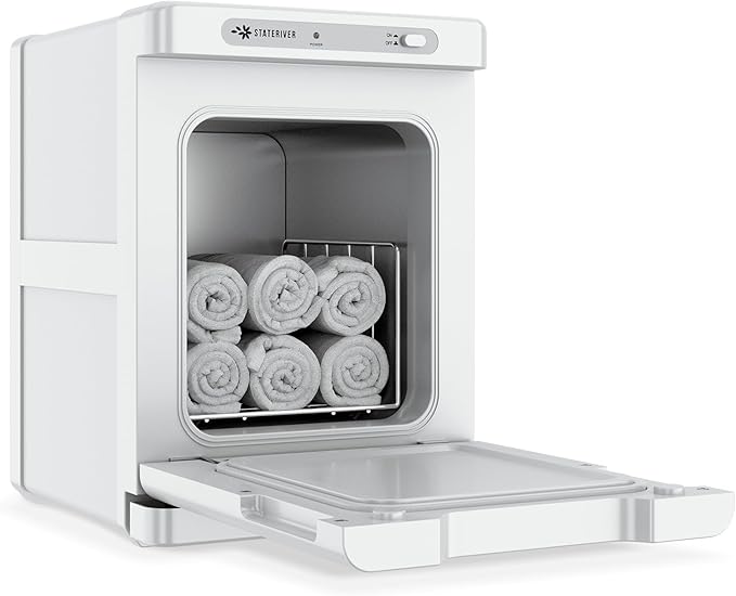 Hot Towel Warmer, 5L Towel Warmer Cabinet, Small Towel Heater with Stainless Steel Rack, Professional Towel Heating Box, Use for Spa, Beauty Salon, Barber, Massage, Gym, Home (White)