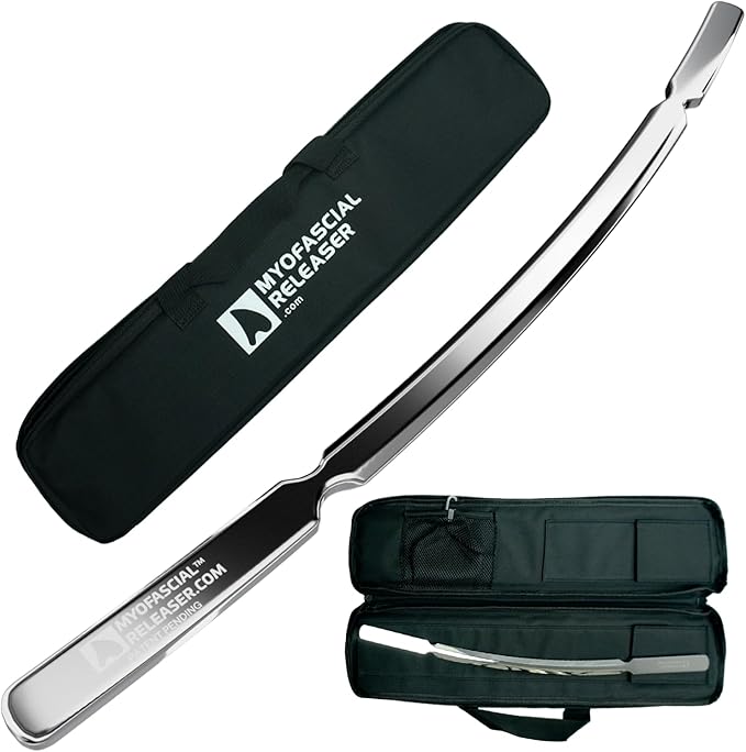 Professional Muscle Scraper - Patented IASTM Massage Tool for Physical Therapy, GuaSha Tool for Body Myofascial Release - Medical Grade 304 Stainless Steel Crescent Bar