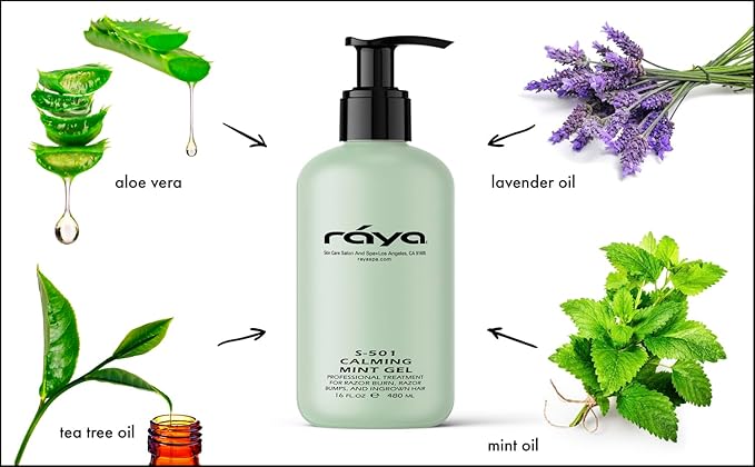 RAYA Calming Mint Gel 16 oz (S-501) | Softening and Soothing Gel | Great for After Shaving and Waxing | Helps Heal Razor Bumps, Razor Burns, and Ingrown Hairs