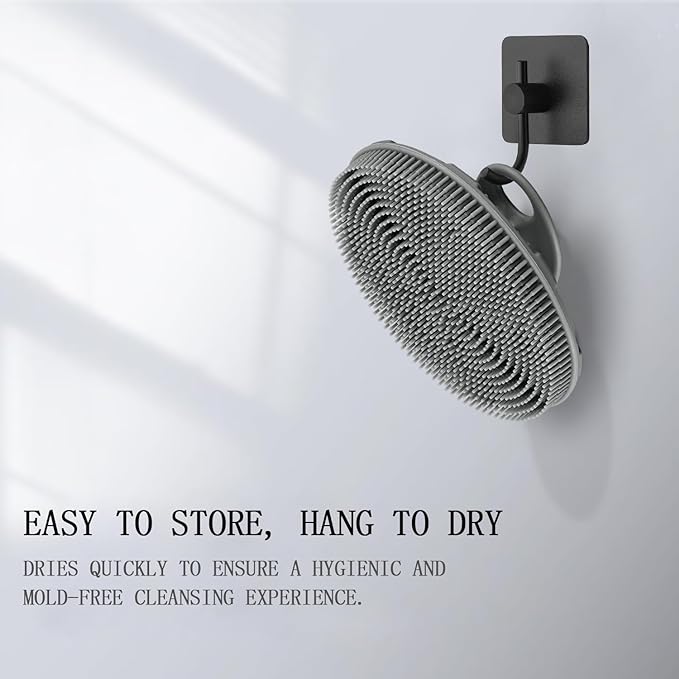 INNERNEED Food-Grade Soft Silicone Body Scrubber Shower Brush Handheld Cleansing Skin Brush, Gentle Exfoliating and Lather Well (Black+Gray)