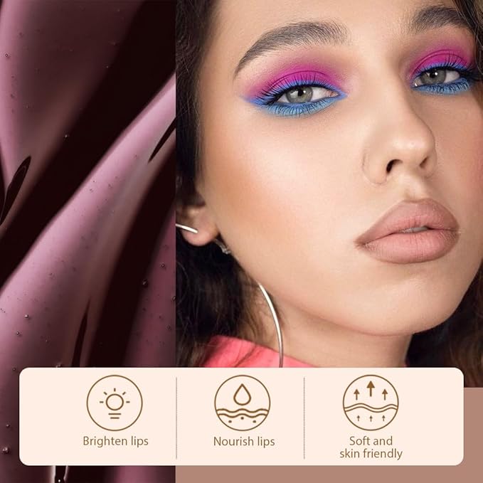 Matte Lip Gloss Stain-Peel Off Lip Liner Tattoo, Dark Brown Peel-Off Lip Tint，Long Lasting Peel Off Lip Stain, Waterproof Transfer-proof Lip Mask Lip Liner Peel Off Lip Gloss,Stayn Lip Makeup.05#