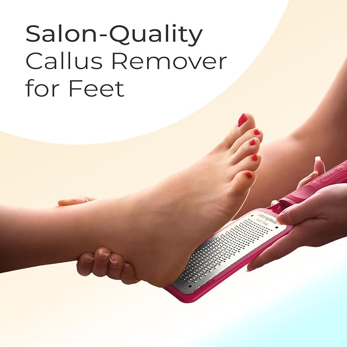 Microplane Colossal Foot File Scraper - The Original Stainless Steel Foot Rasp, Dead Skin/Callus Remover for Feet, Gentle Foot Scrubber, Pedicure Tools for Salon-Quality Foot Care, Red