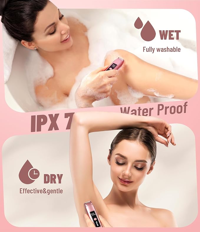 Electric Bikini Trimmer for Women: Razor & Shaver with Dual Heads for Body Pubic Hair, IPX7 Waterproof with LED Display - Rechargeable Lady Trimmer for Underarm Body Leg Face