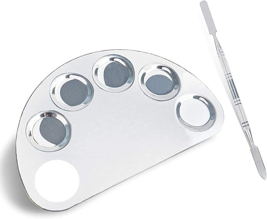 Stainless Steel Colour Professional 5 Paint Wells Palettes with Lid (Set of 1, Silver)