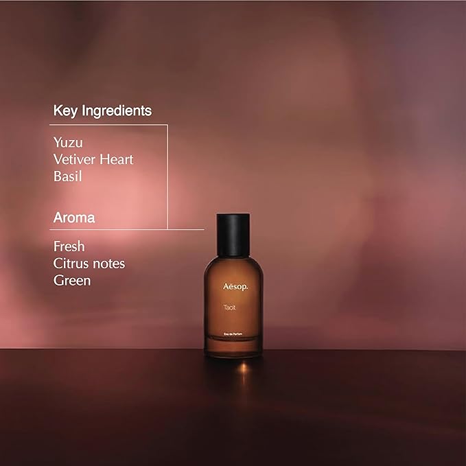 Aesop Tacit Eau de Parfum | Yuzu, Vetiver, and Basil Scent | Fresh Citrus and Green Aroma | Unisex | 3.3 fl oz