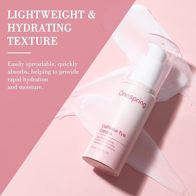 Eye Cream, Under Eye Cream with Caffeine + Hyaluronic Acid + Vitamin E, for Puffiness, Wrinkles & Fine Lines, Daily Cream for Moisturizing and Hydrating, Skin Care for Face, 1.05 Fl Oz