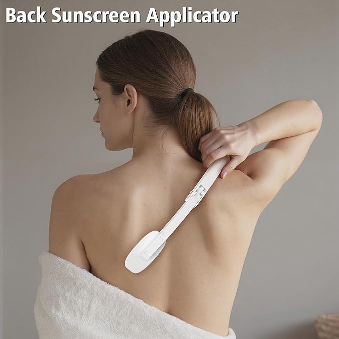 Self Tanner Brushes- Extra Large Body Makeup Brush & Back Lotion Applicator, 2 Pcs, Body, Leg and Face Kabuki Brush, Back Applicator for Self Tan, Sunscreen, Lotion, Makeup, Blend & Blur (Rose Gold)